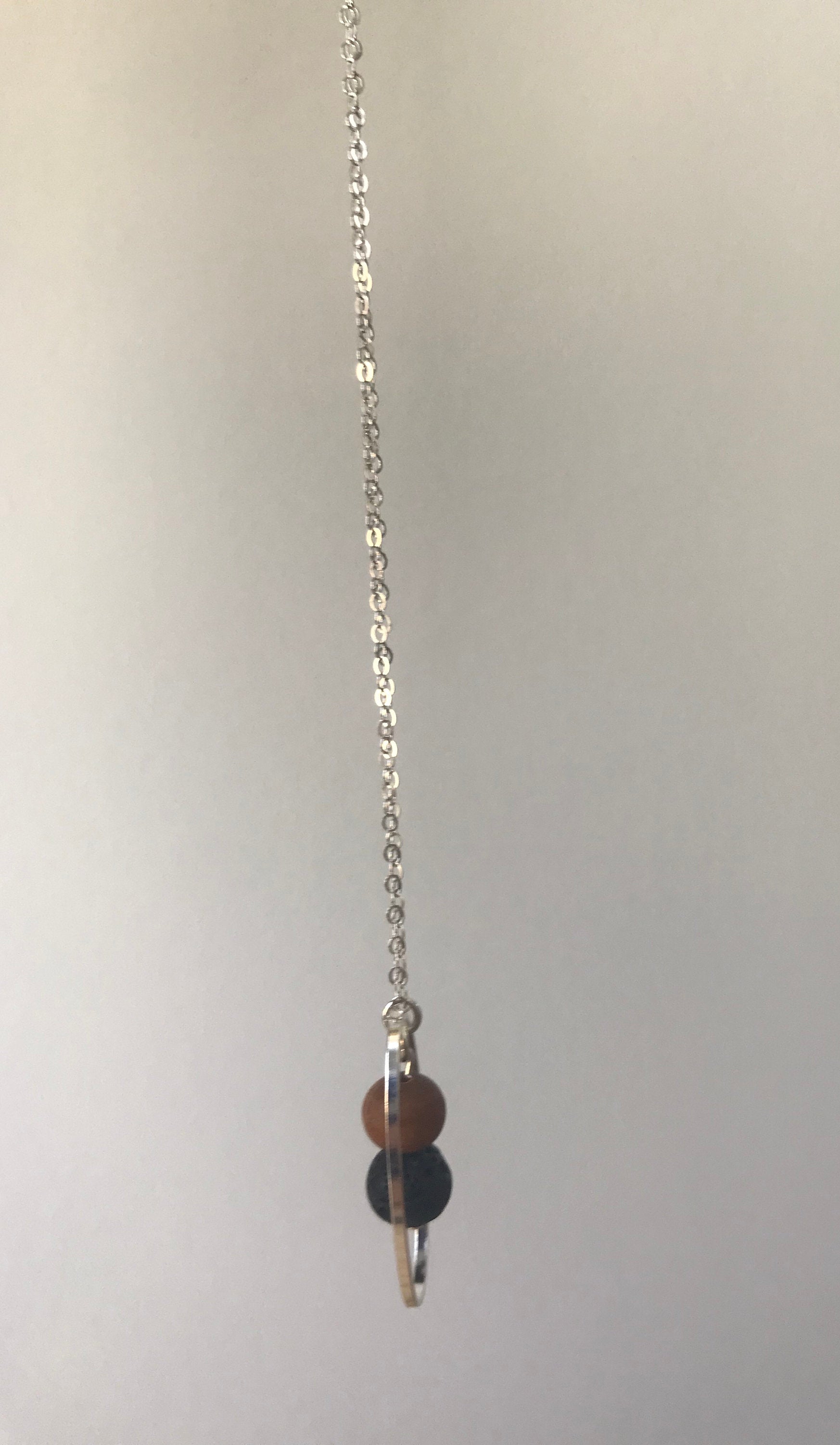 Lava and Sandalwood Diffuser Necklace with Oval Charm