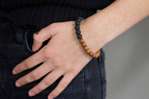 Natural Sandalwood Lava Diffuser Bracelet
