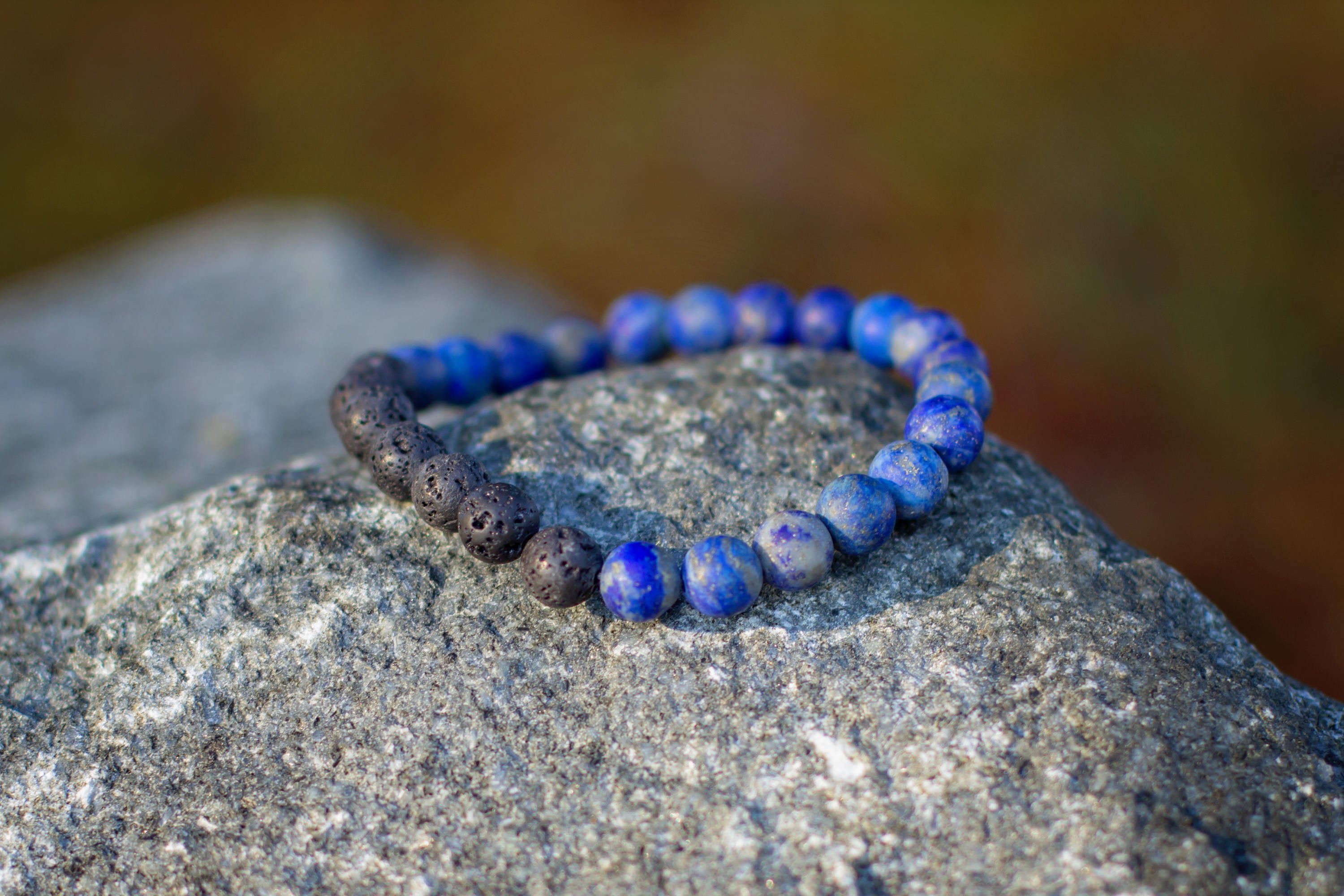 Mens Matte Lapis Lazuli Lava Diffuser Bracelet