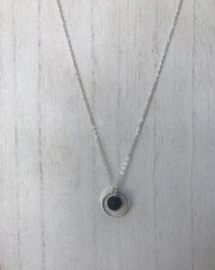 Circle Charm with Dangling Lava Necklace